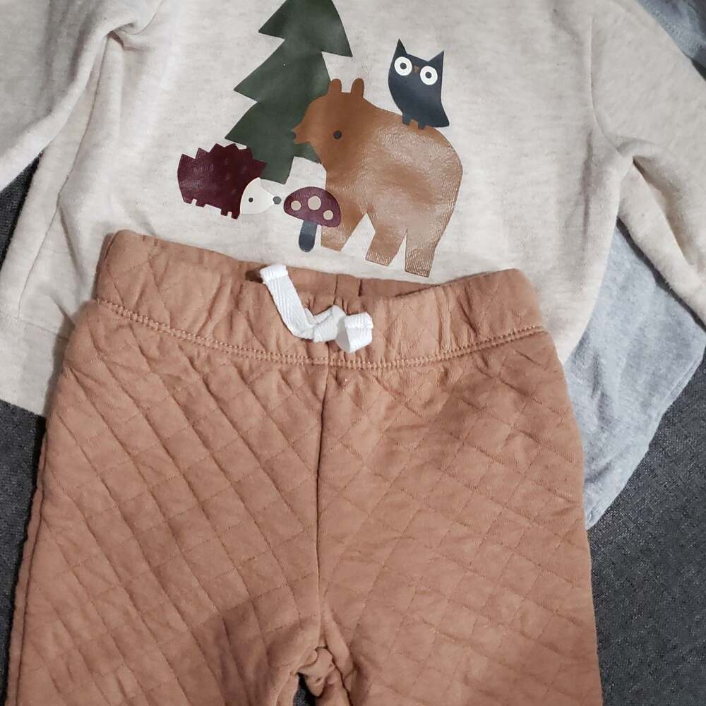 Carter's Baby Apparel Set‎ Woodland Animal Print & Quilted Joggers Oufit 6 m